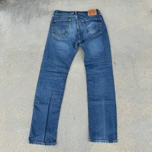 Levi Strauss 505 Mens Jeans Blue Denim Straight Leg Distressed Size 30x32